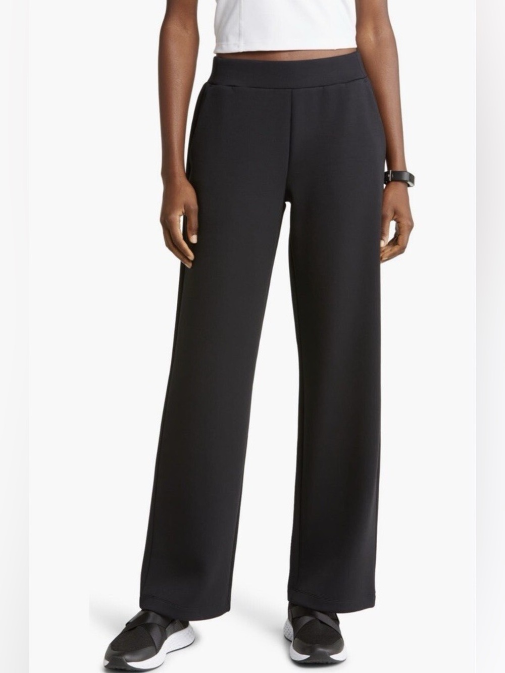 Zella Luxe Wide Leg Pocket Pants, Black, size Small
